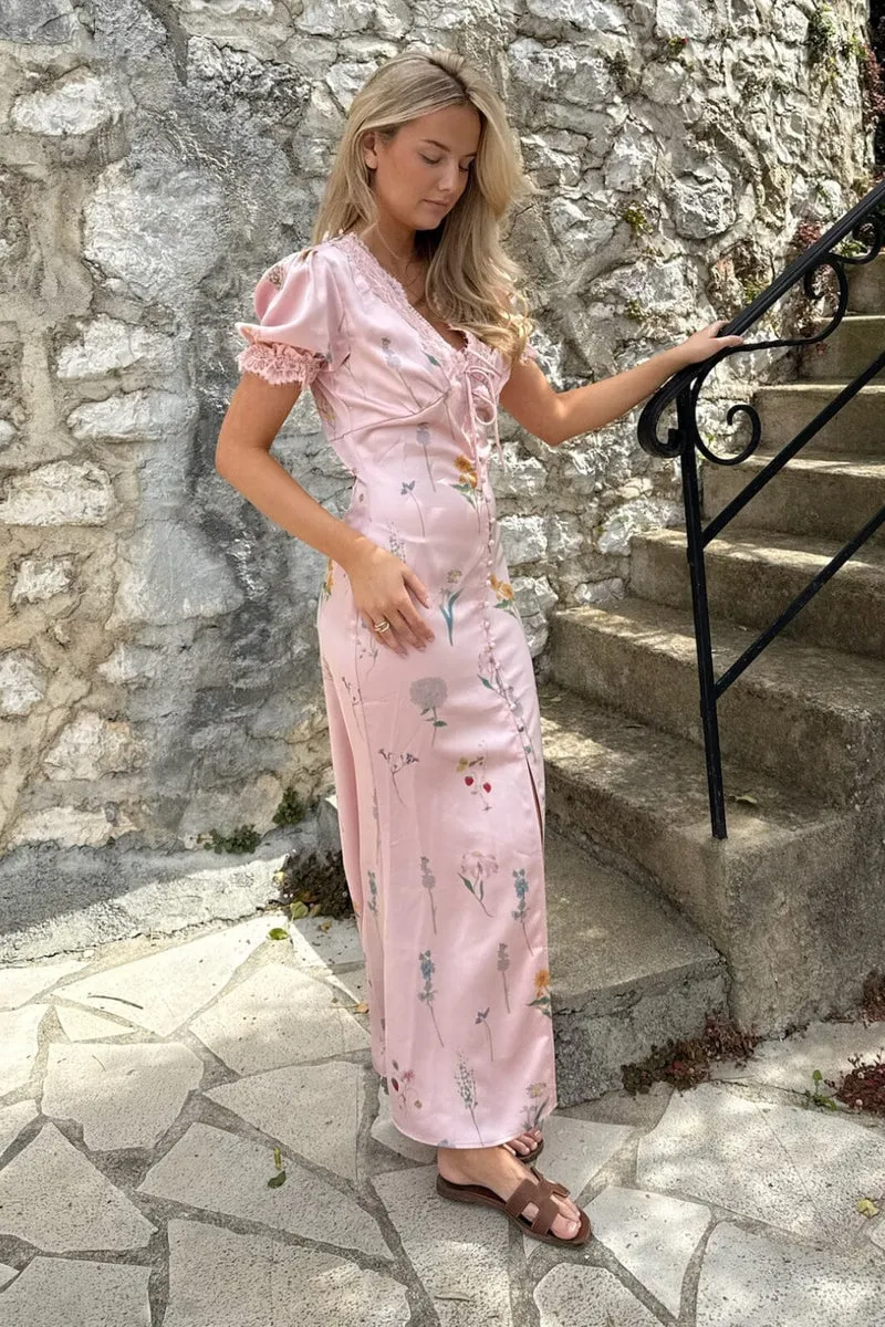 BYIC x Molly&My - Agneteic Long Dress A23810 - Pink Flower Print