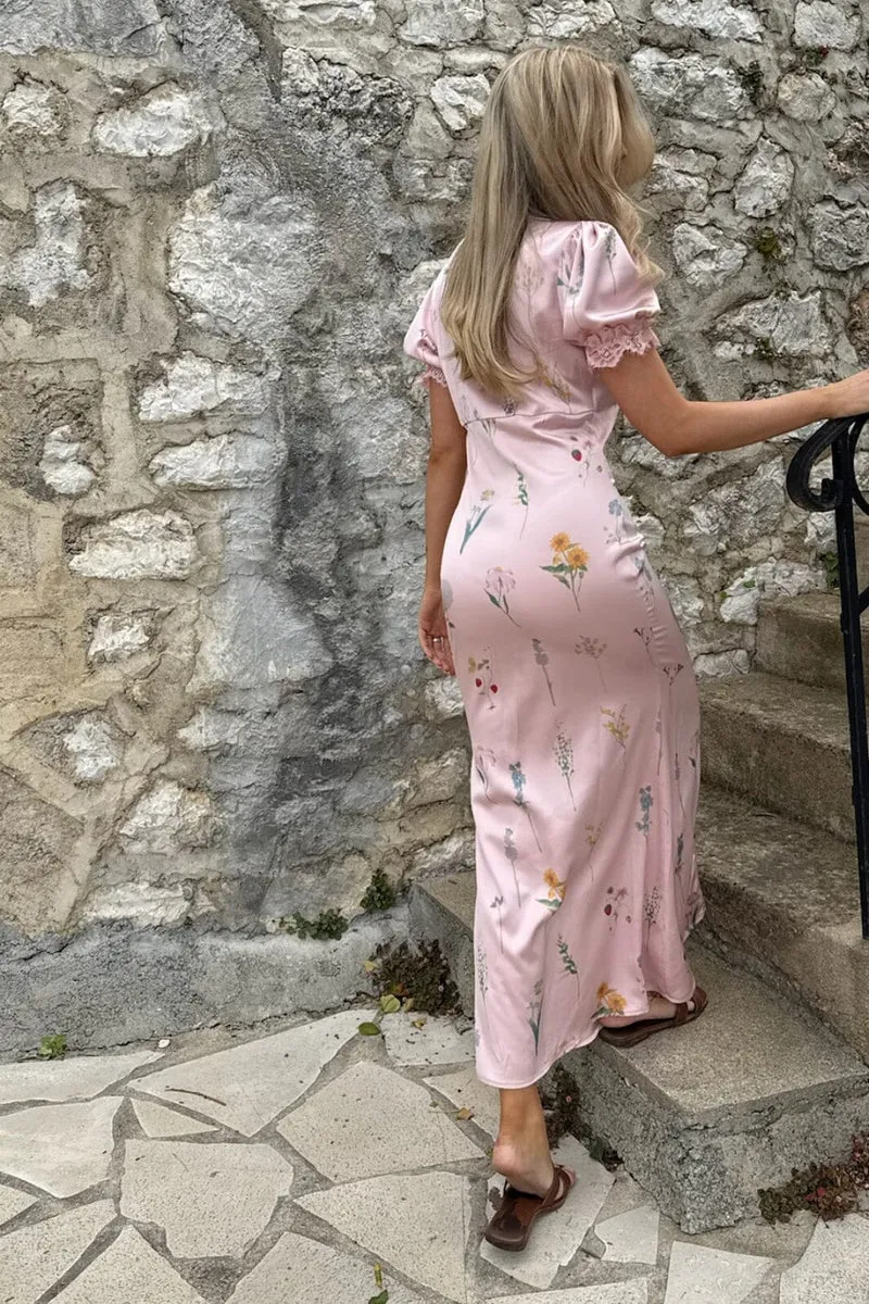 BYIC x Molly&My - Agneteic Long Dress A23810 - Pink Flower Print