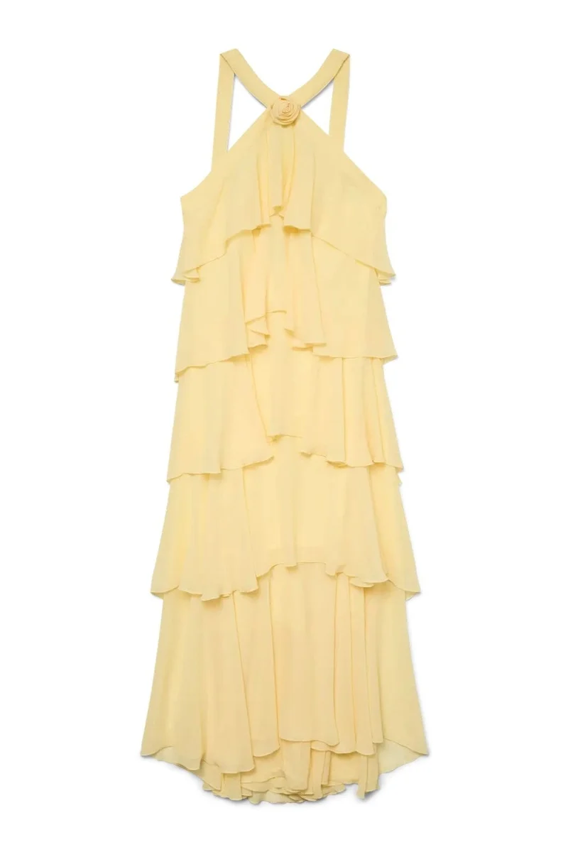 Vero Moda - Vmfelicia Sl Ruffle Maxi Dress - 4748265 Pale Banana
