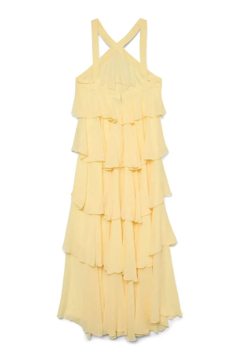 Vero Moda - Vmfelicia Sl Ruffle Maxi Dress - 4748265 Pale Banana