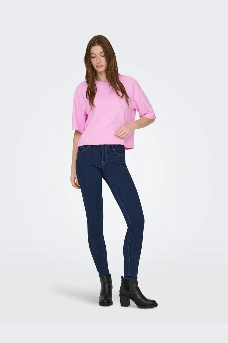 Only - Onlloyal 2/4 O-Neck Knt - 4983477 Super Pink Melange
