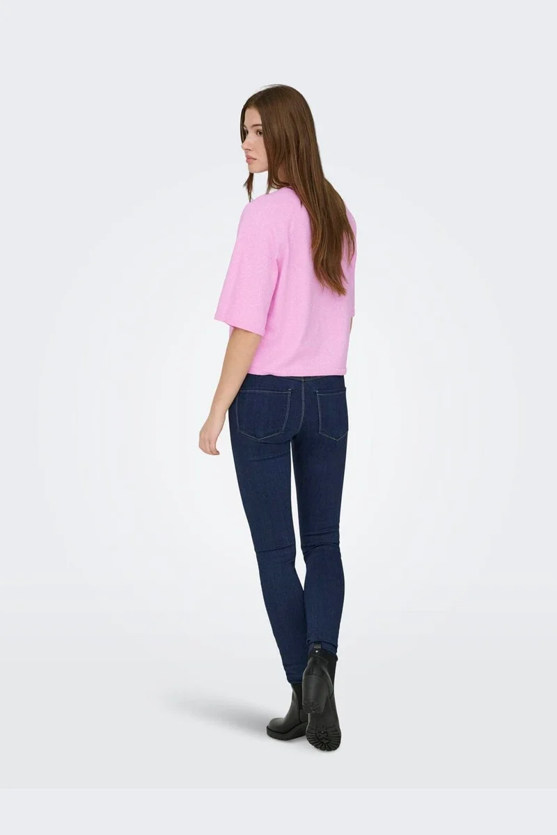 Only - Onlloyal 2/4 O-Neck Knt - 4983477 Super Pink Melange