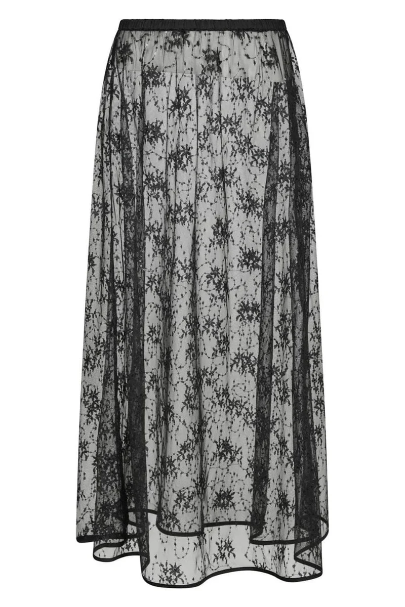 Neo Noir - Loreta Lace Sequins Skirt 164611 - 100 - Black