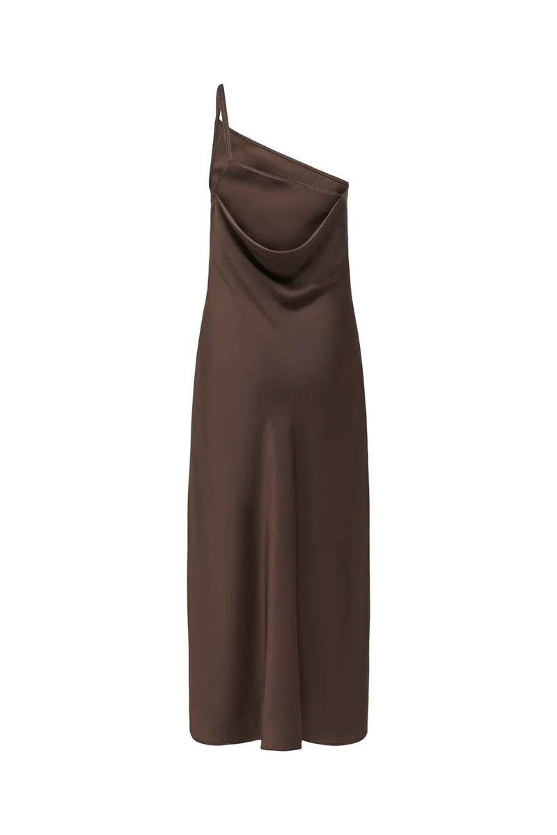 Only - Onlskye Chigo One Shoulder Dress - 5102292 Chocolate Brown
