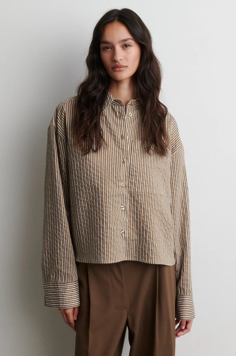 Second Female - Vena Cropped Shirt 61126 - 6016 Camel
