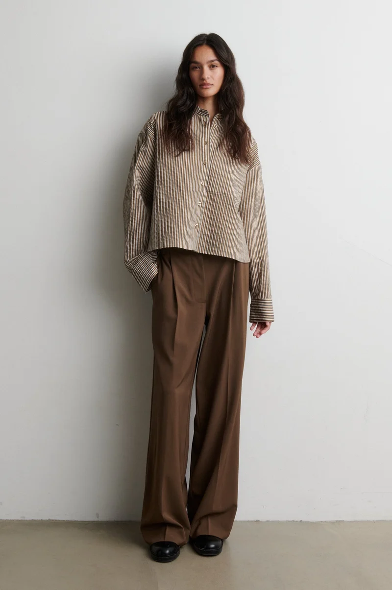 Second Female - Vena Cropped Shirt 61126 - 6016 Camel