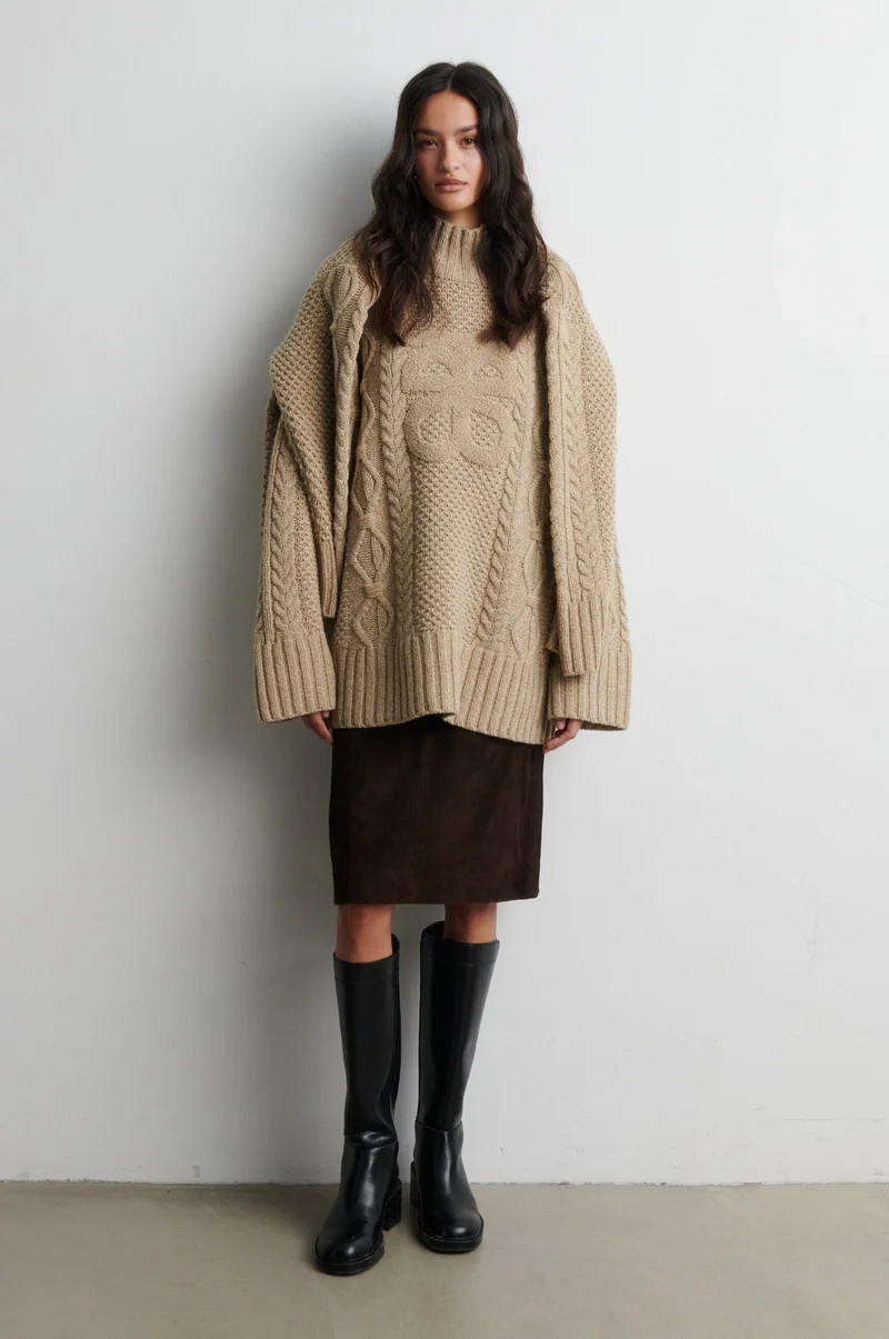 Second Female - Janne Knit T-Neck 61044 - 6007 Camel melange