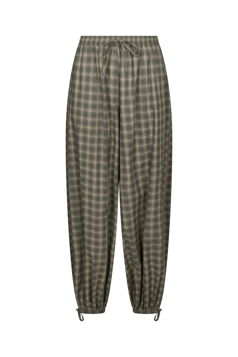 Neo Noir - Roxane Balloon Checked Pants 169630 - 157 - Dusty Army