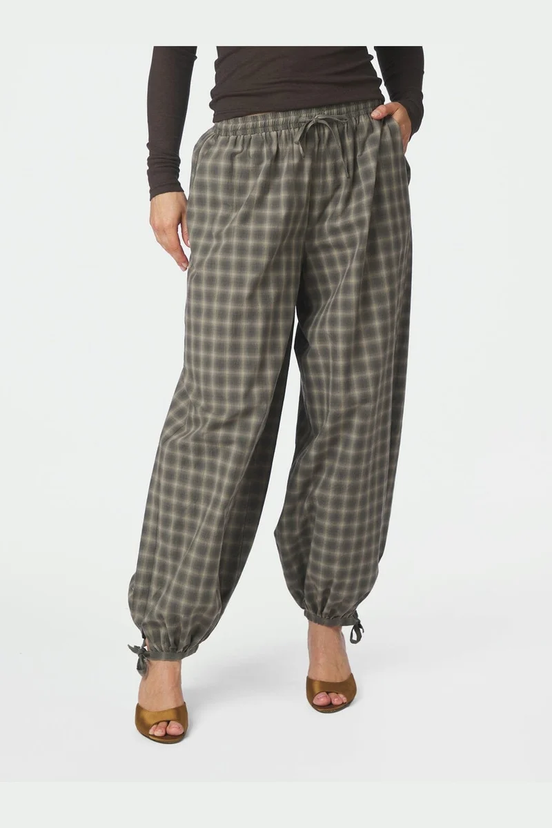 Neo Noir - Roxane Balloon Checked Pants 169630 - 157 - Dusty Army
