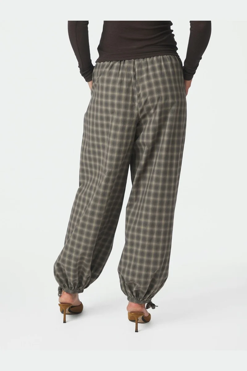 Neo Noir - Roxane Balloon Checked Pants 169630 - 157 - Dusty Army