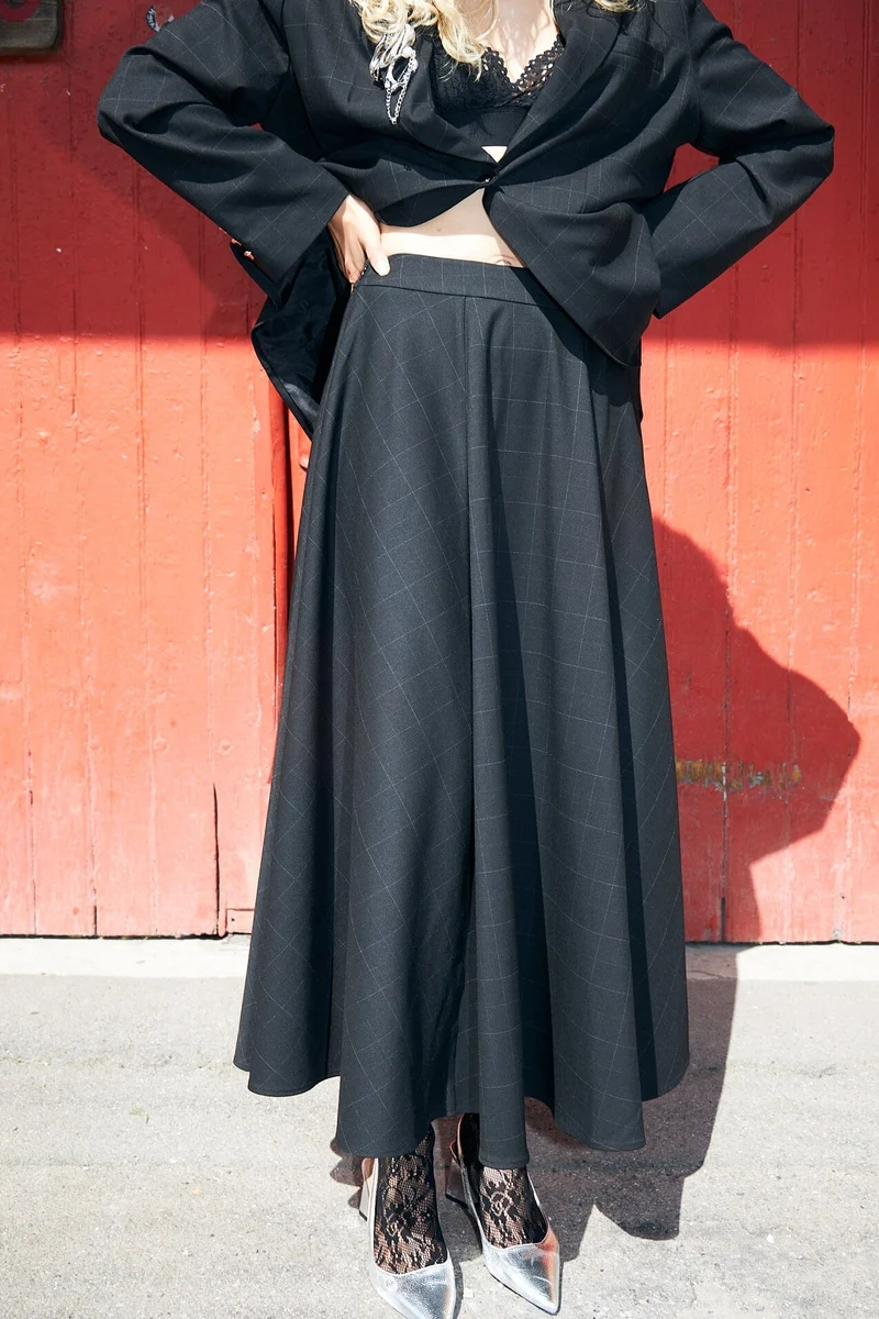 Cras - Aisha Skirt C740 - Dark Grey Check