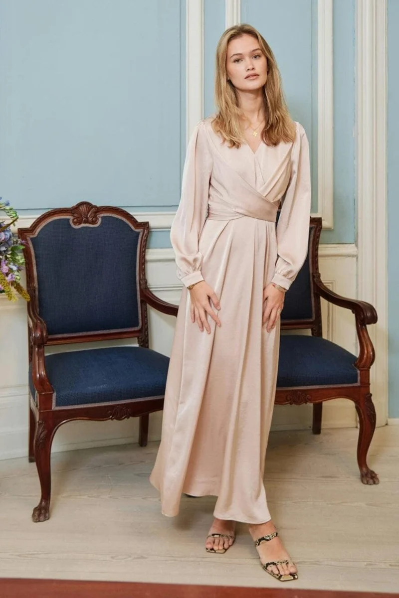 Neo Noir - Bretti Heavy Sateen Dress 168431 - 720 - Champagne