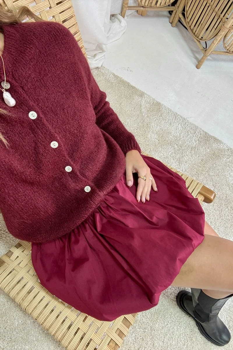 A-bee - Short Balloon Skirt - Burgundy