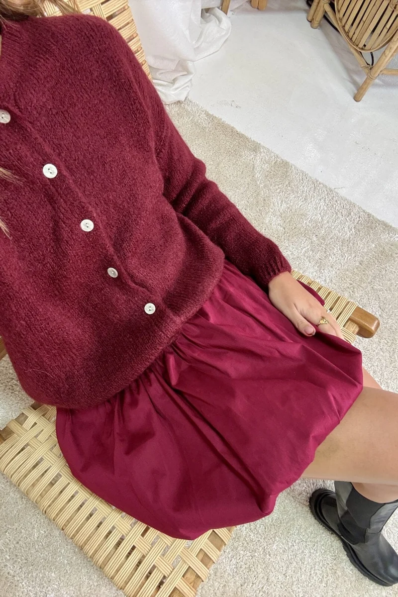 A-bee - Short Balloon Skirt - Burgundy