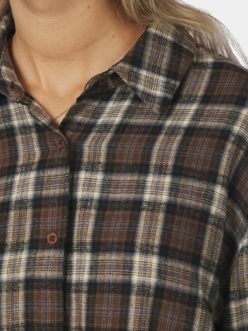 Neo Noir - Dita Flannel Check Shirt 171676 - 811 - Dark Taupe