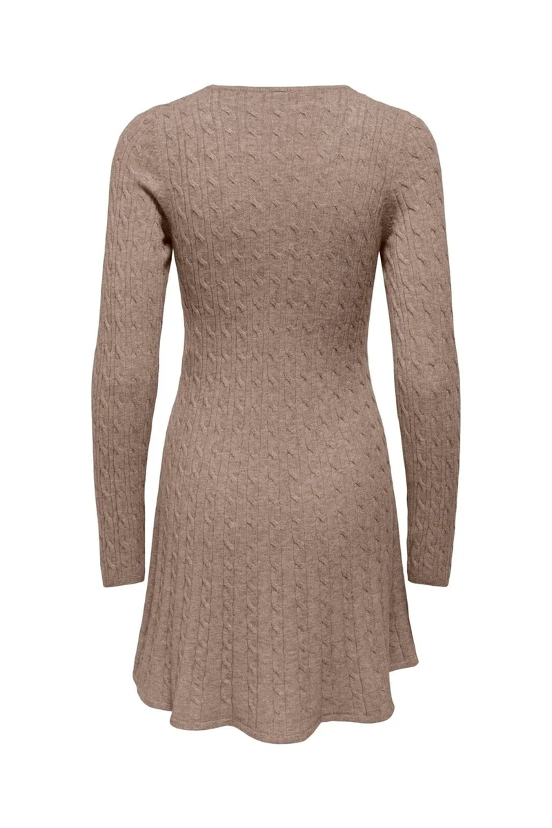 Only - Onlibi Ls O-Neck Cable Dress Cc Knt - 5100472 Mocha Meringue