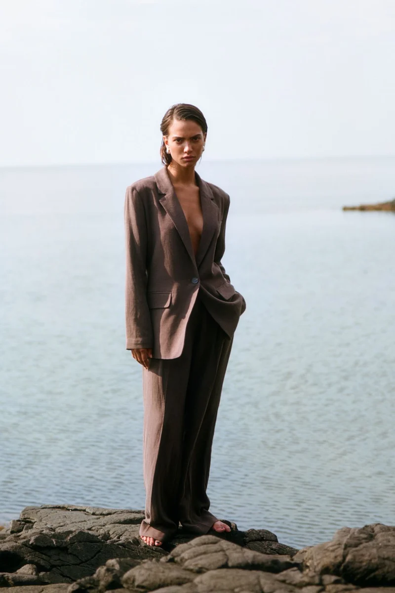 Second Female - Lino Trousers 57098 - Chocolate Brown 6139