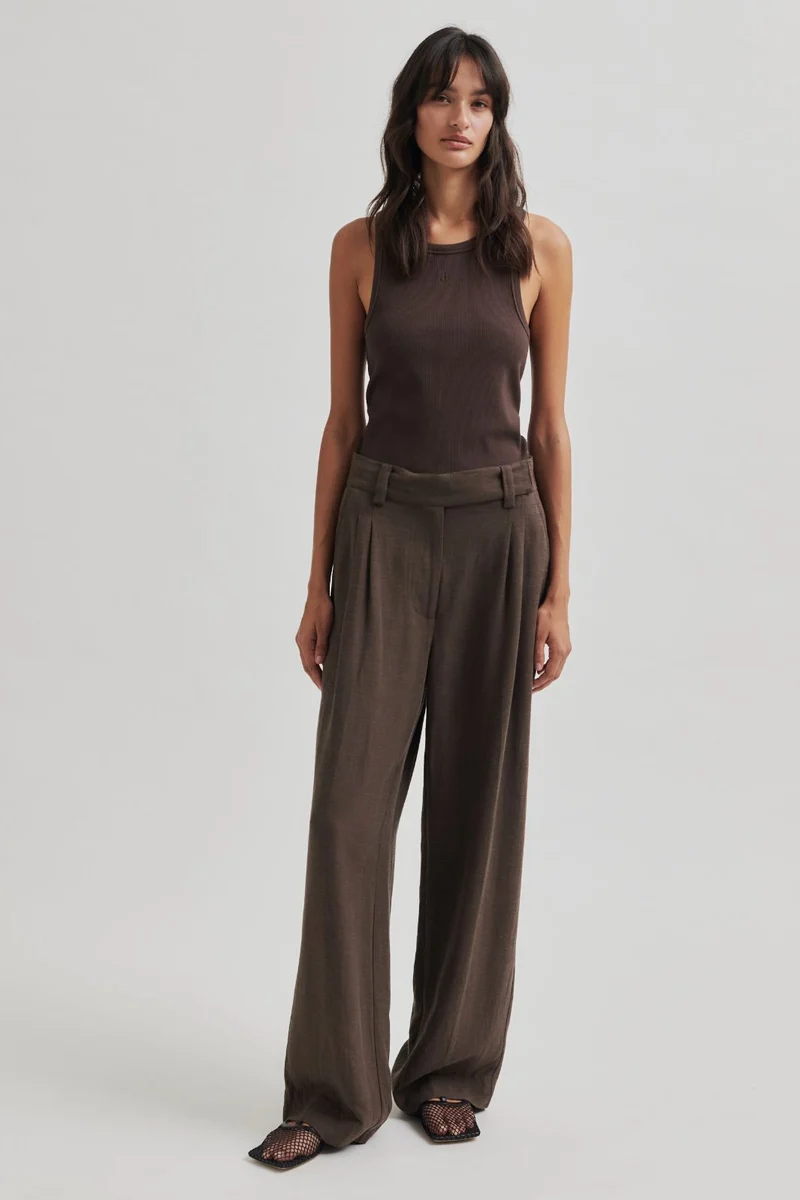 Second Female - Lino Trousers 57098 - Chocolate Brown 6139