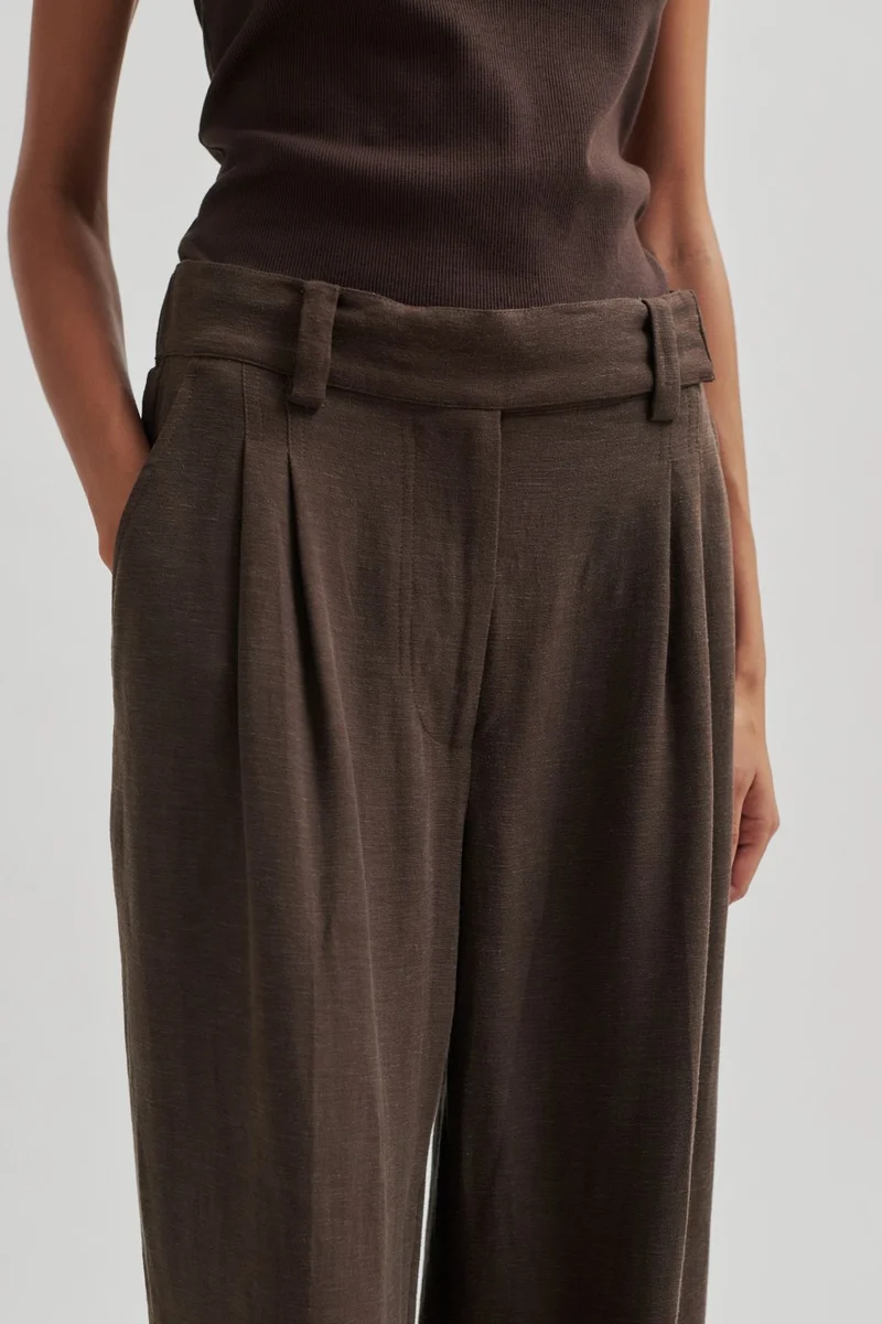 Second Female - Lino Trousers 57098 - Chocolate Brown 6139