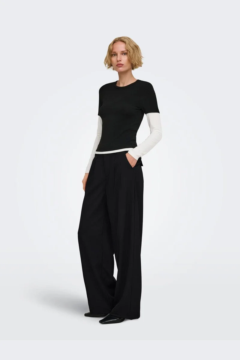Only - Onlmiles Pleat Wide Pant Tlr - 5177006 Black