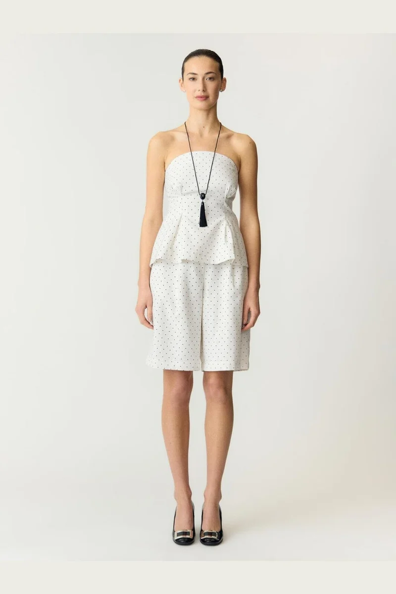 YAS - Yasdotly Long Shorts - 5018049 Star White W. Black Dots