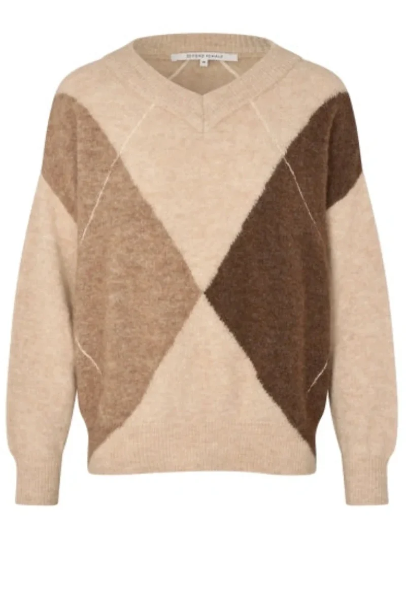 Second Female - Forca Knit V-Neck 61034 - 1041 Beige Melange