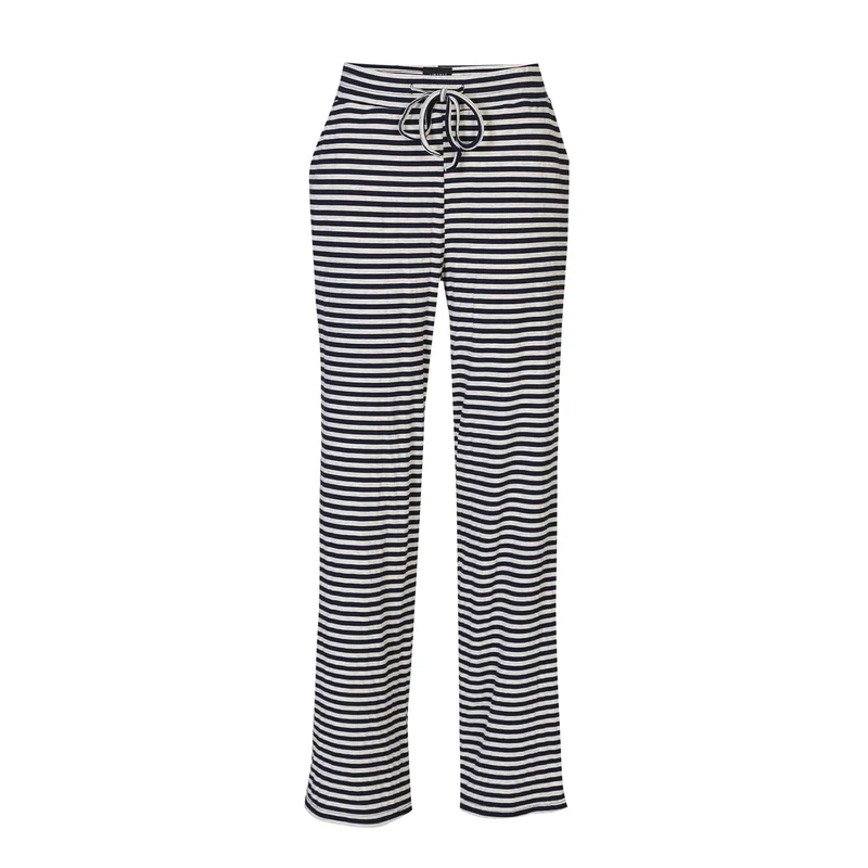 Liberte - Natalia-Straight-Pants 22061 - Navy Grey Mel. Stripe