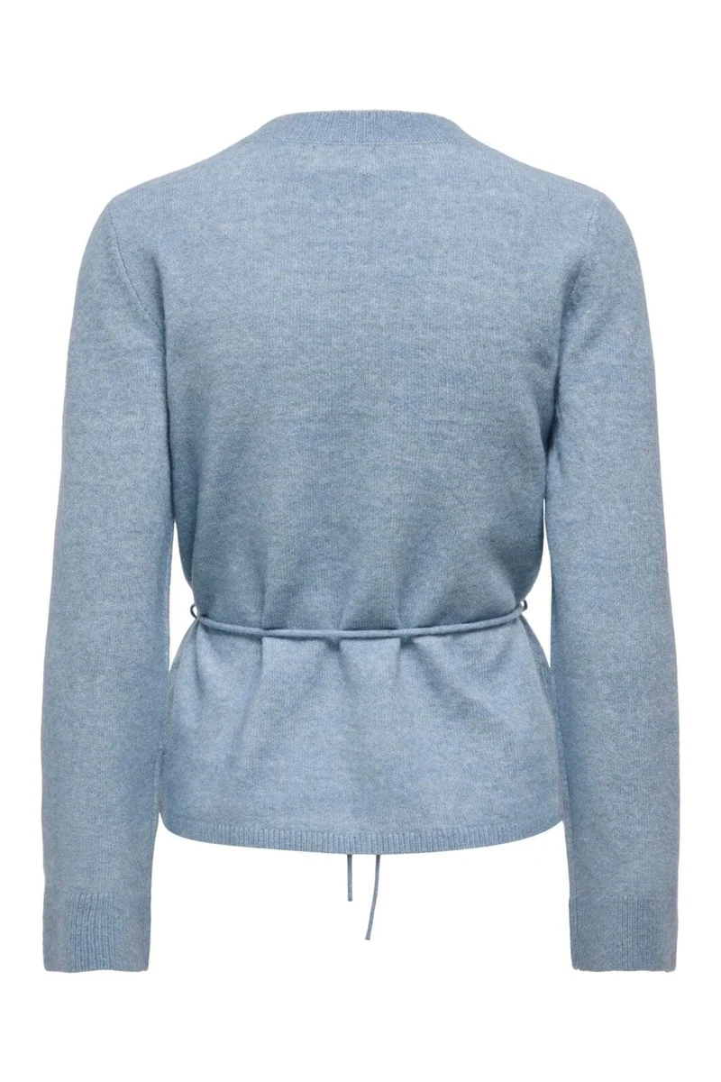 JDY - Jdyelsa Life L/S On Tie Waist Pullov Knt - 5043367 Windward Blue W. White Melange