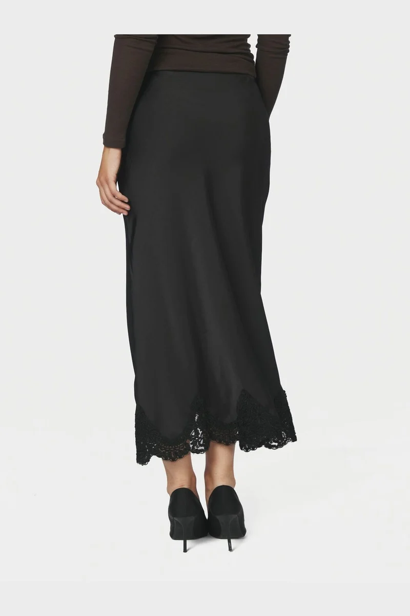 Neo Noir - Kallista Heavy Sateen Lace Skirt 171263 - 100 - Black