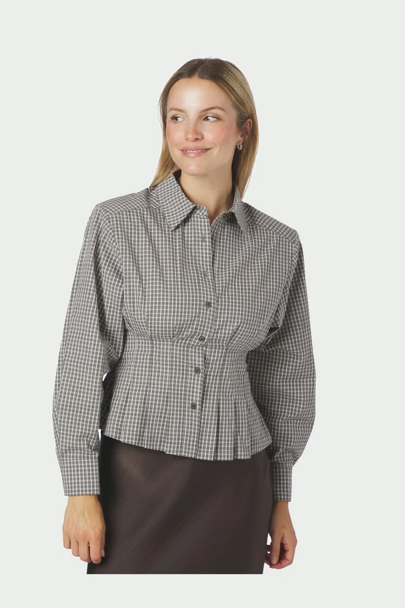 Neo Noir - Jonelle Check Shirt 170987 - 830 - Dusty Grey