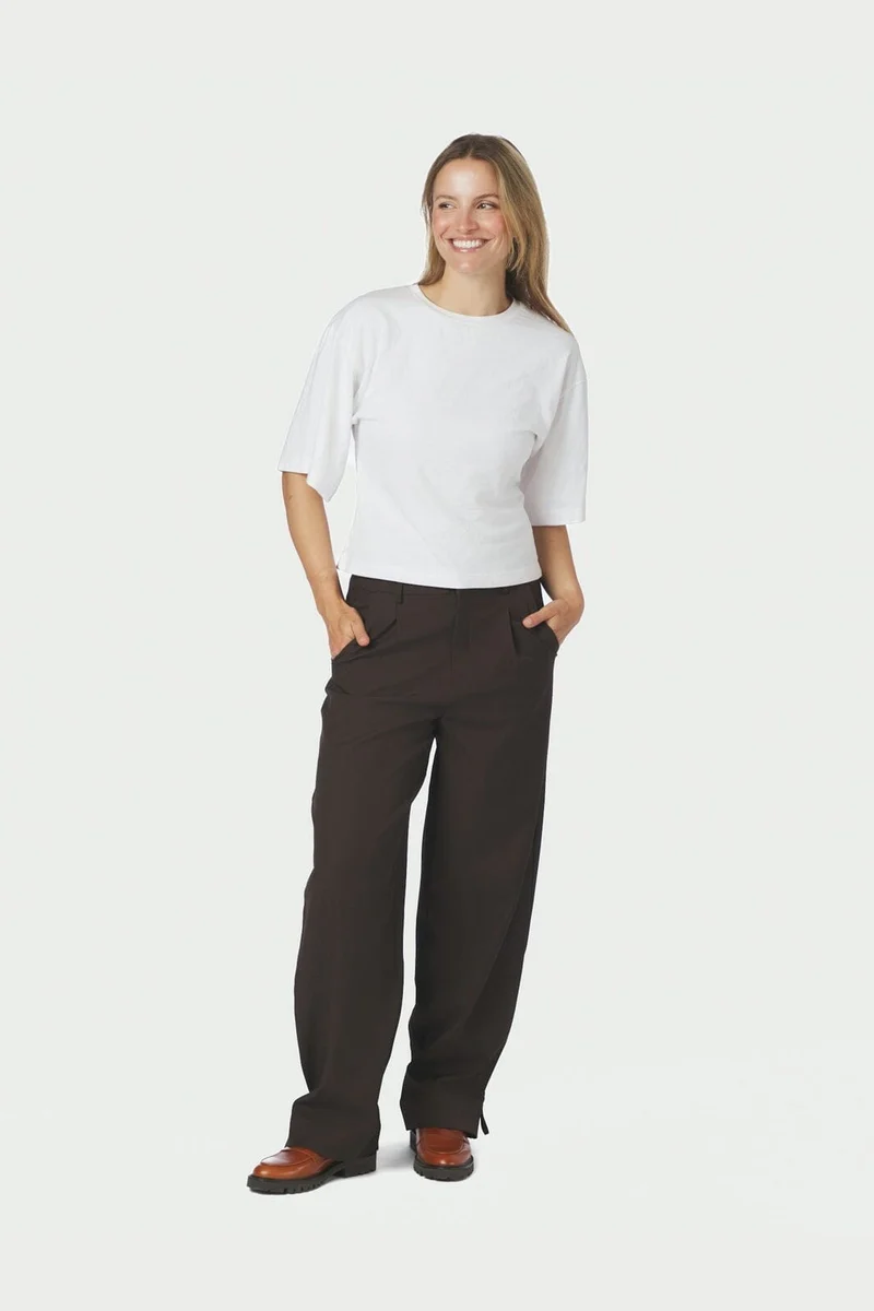 Neo Noir - Isotta Structure Tie Pants 170430 - 676 - Dark Brown