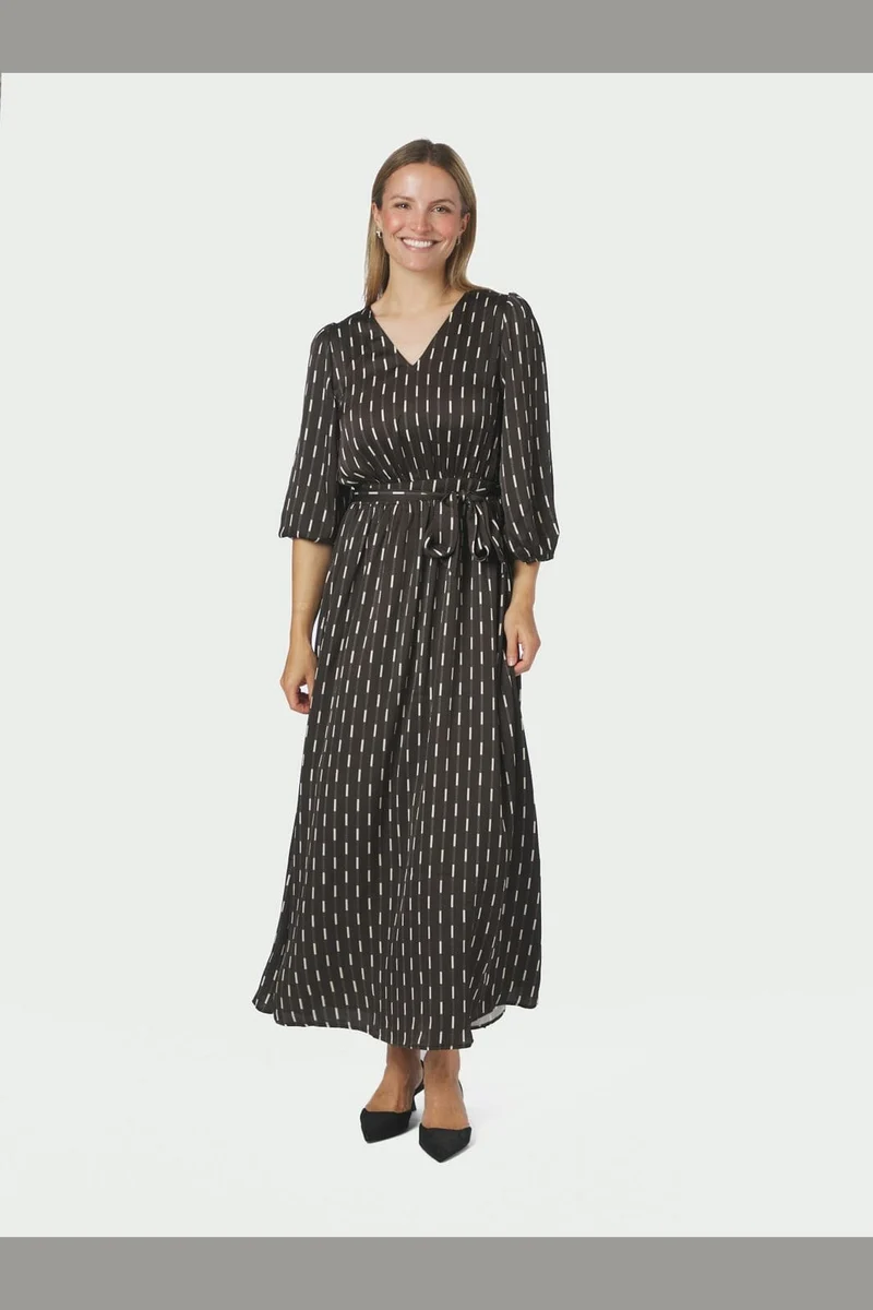 Neo Noir - Filene Print Dress 171004 - 676 - Dark Brown