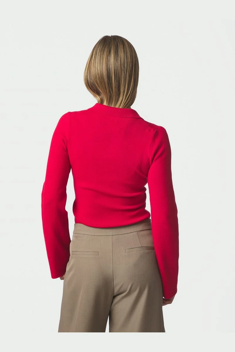 Neo Noir - Fannya Ls Solid Knit Polo 169864 - 160 - Red