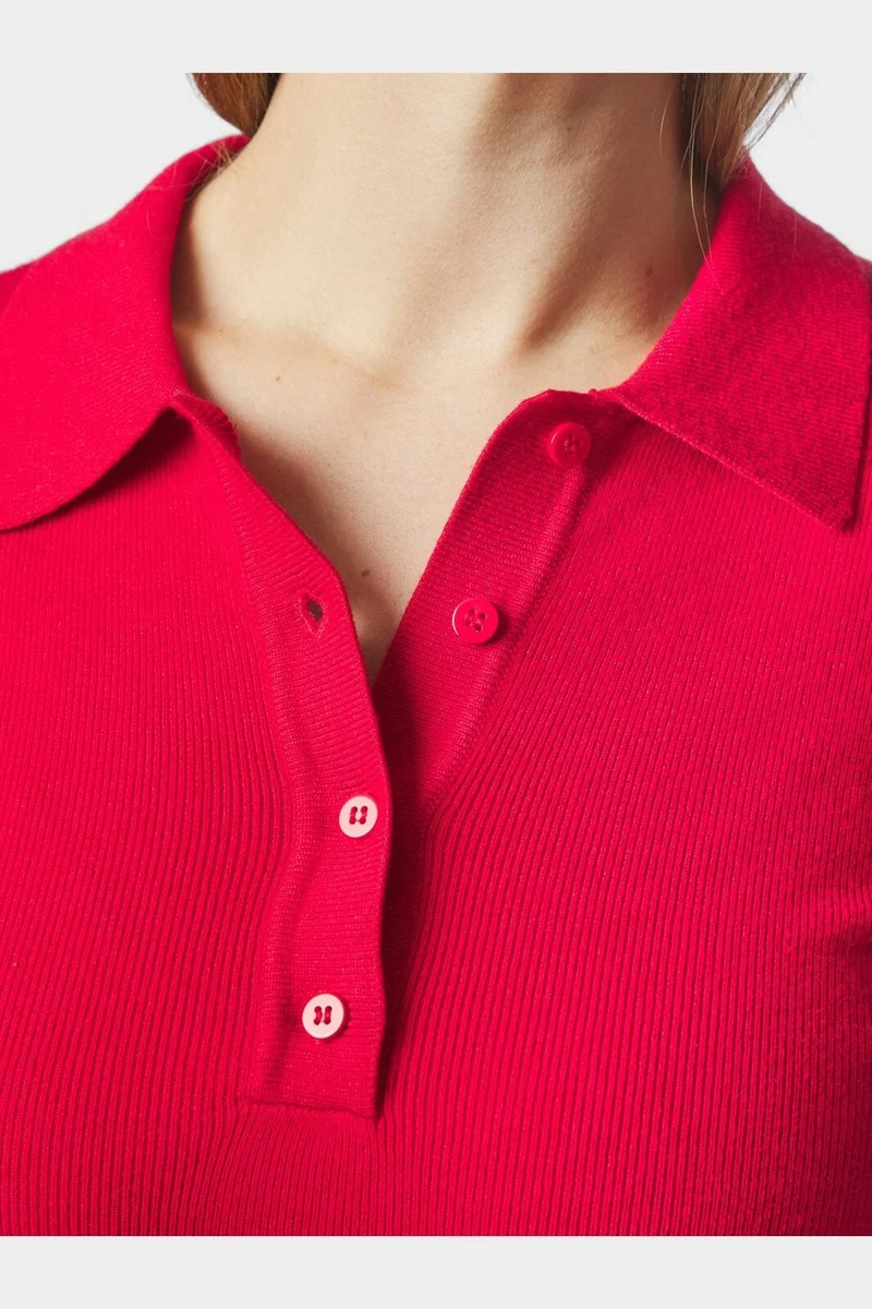 Neo Noir - Fannya Ls Solid Knit Polo 169864 - 160 - Red