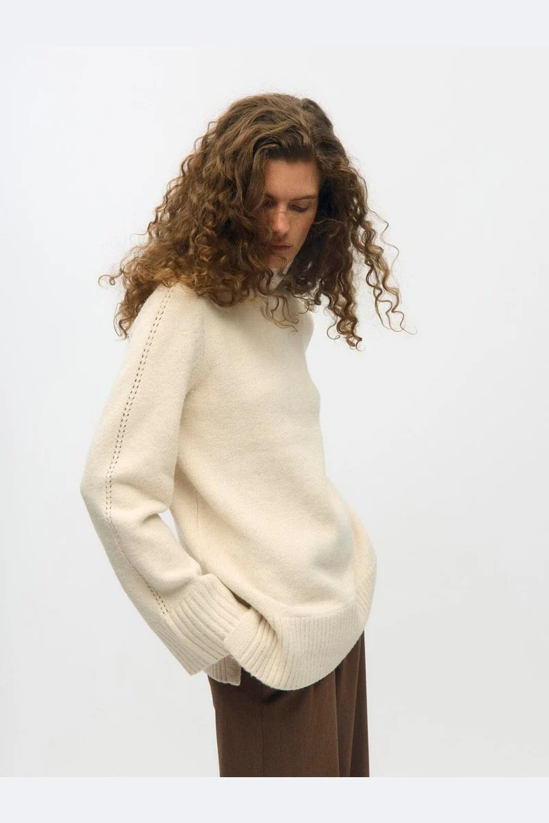 Object - Objmali L/S Lo Rollneck Pullover - 5049319 Birch Melange