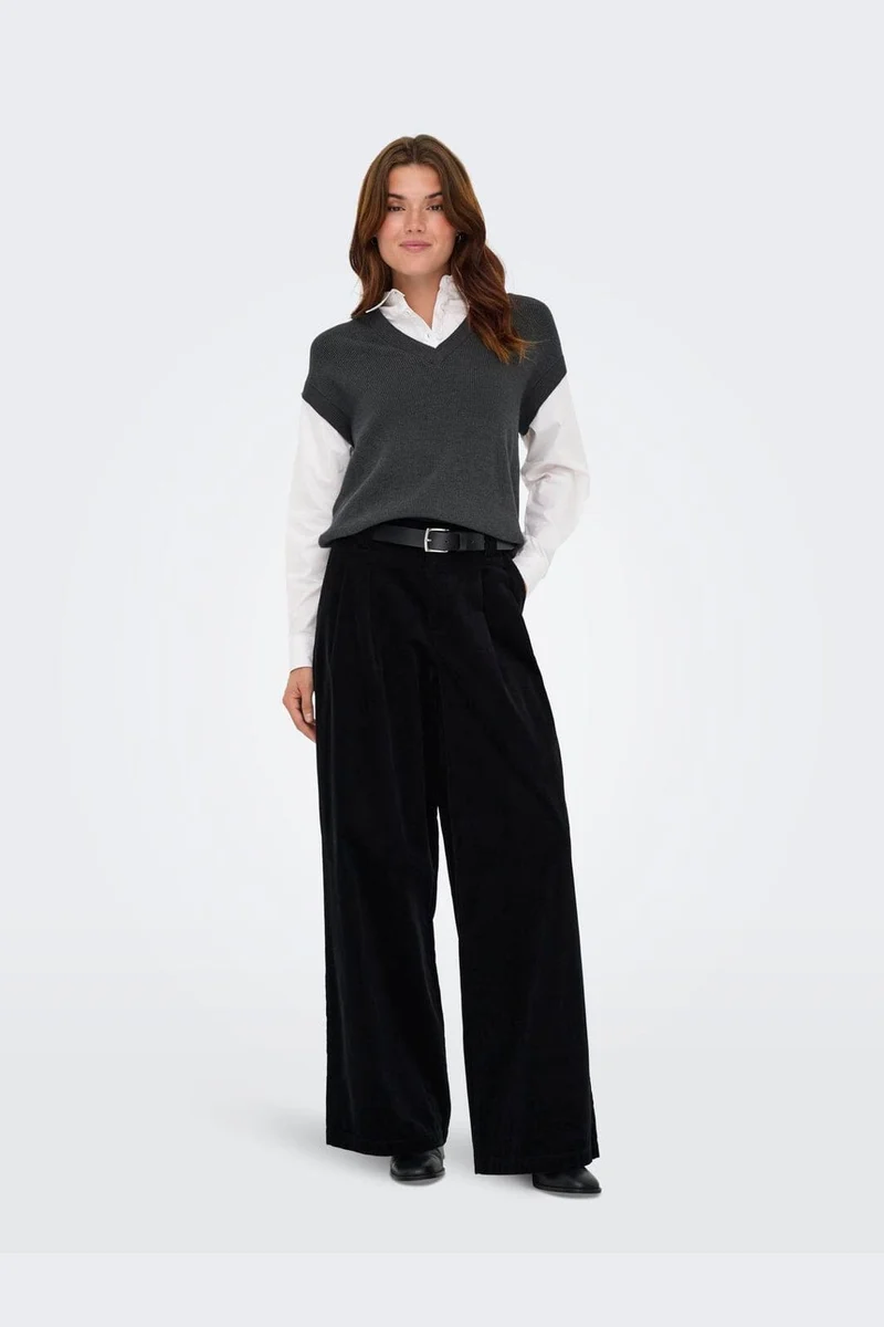 Only - Onlsvea-Nessa Cord Wide Pant Cc Tlr - 4854244 Black