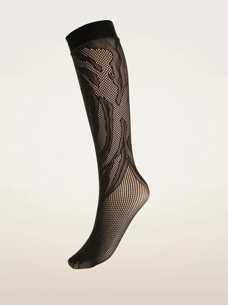 Wolford - Rosebloom Net Knee-highs 31800 - 7005 Black