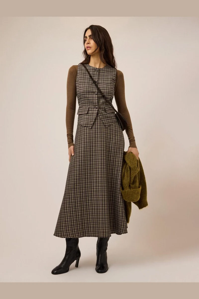 YAS - Yastulva Long Skirt - 5128241 Black Tulva Check