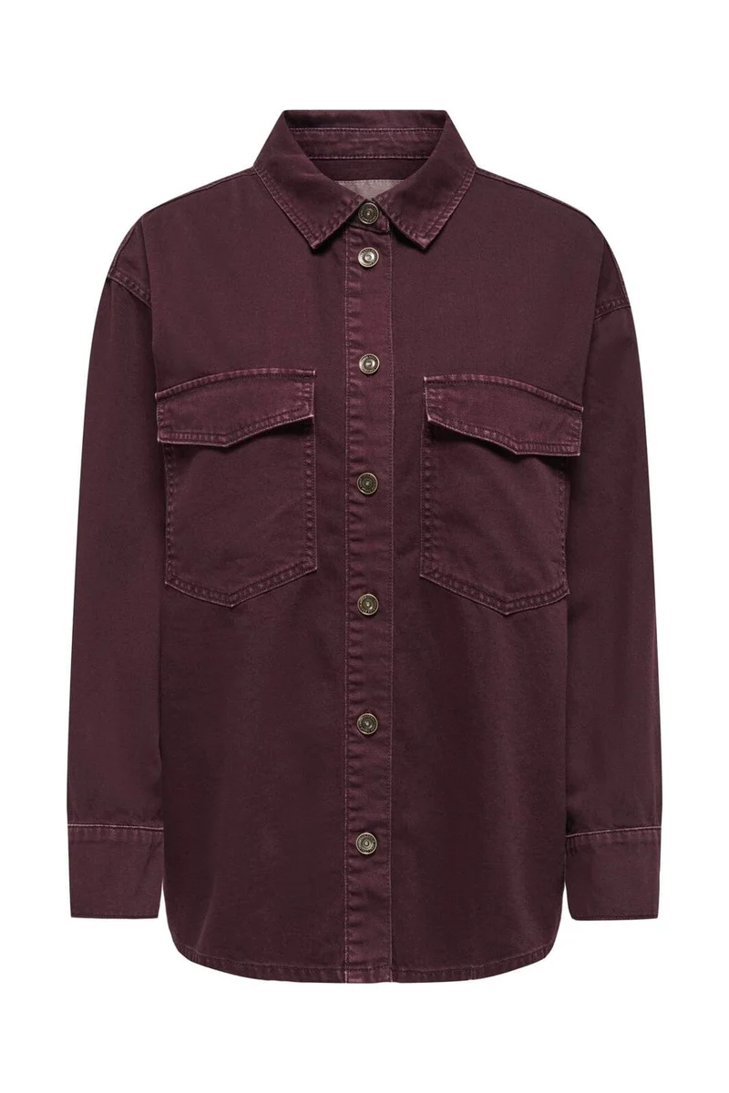 Only - Onlsilla L/S Shacket Cc - 5044817 Fudge