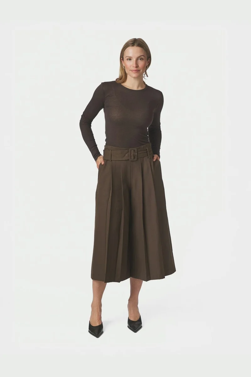Neo Noir - Rilene Midi Pants 169844 - 676 - Dark Brown