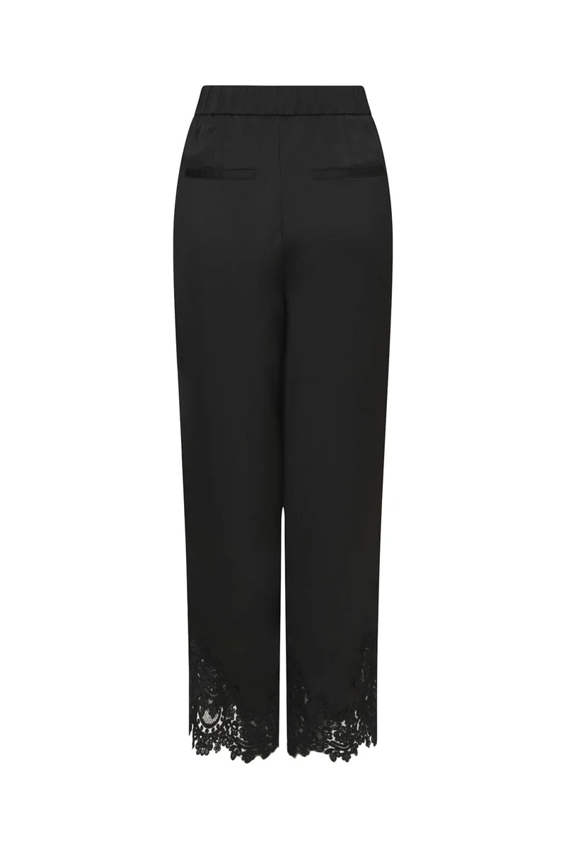 Neo Noir - Emery Heavy Sateen Lace Pants 170662 - 100 - Black