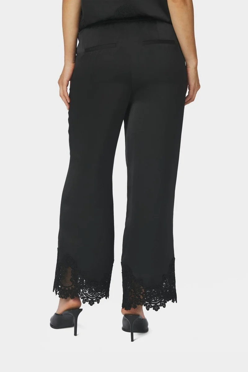 Neo Noir - Emery Heavy Sateen Lace Pants 170662 - 100 - Black