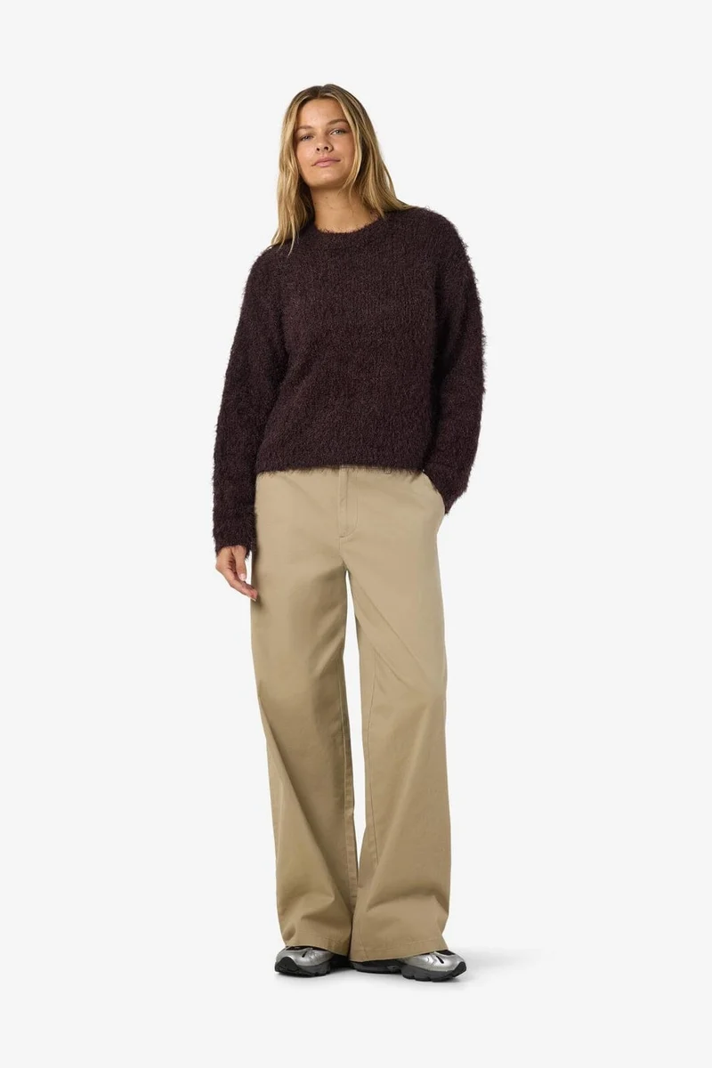 Noisy May - Nmsassy L/S O-Neck Knit - 5026310 Chocolate Plum