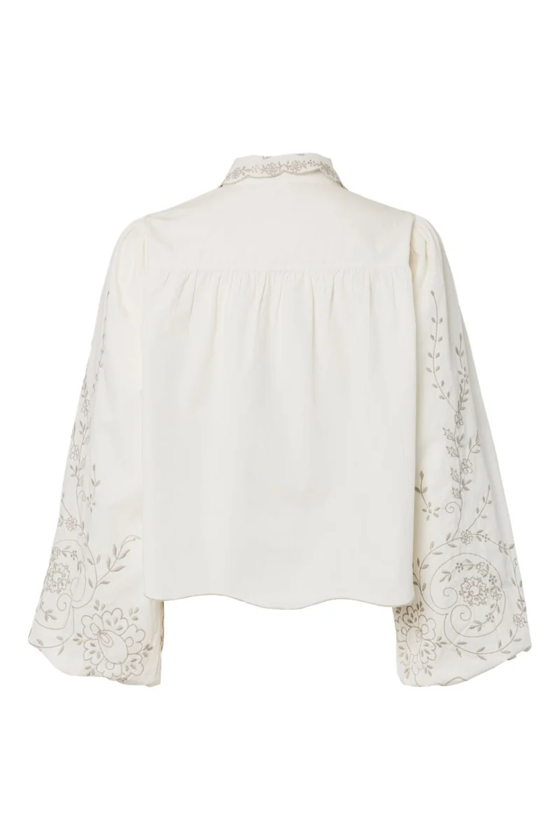 Yas - Yasgreya Ls Embroidered Shirt Story - 5202102 Star White W Emb