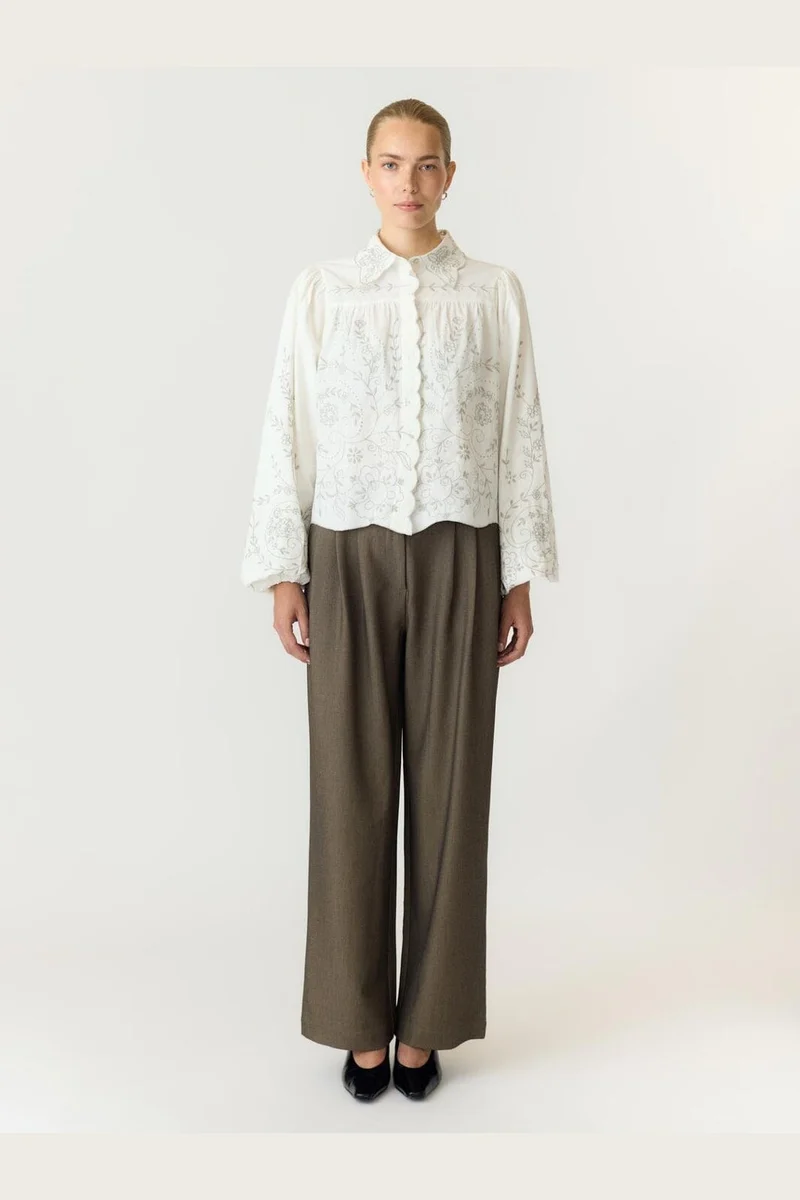 Yas - Yasgreya Ls Embroidered Shirt Story - 5202102 Star White W Emb