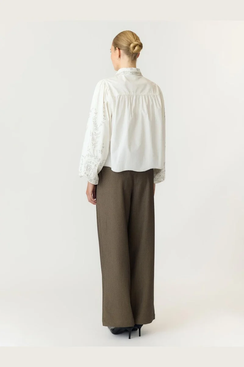 Yas - Yasgreya Ls Embroidered Shirt Story - 5202102 Star White W Emb