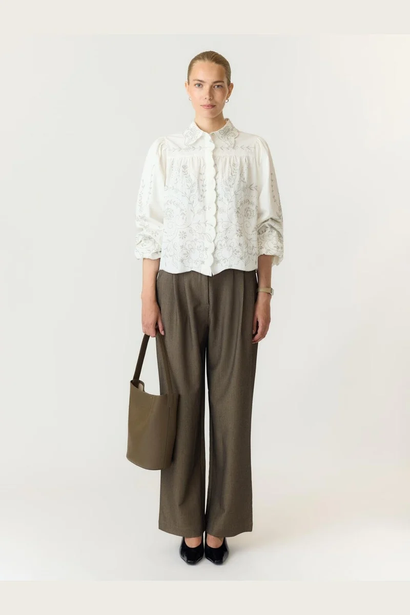 Yas - Yasgreya Ls Embroidered Shirt Story - 5202102 Star White W Emb