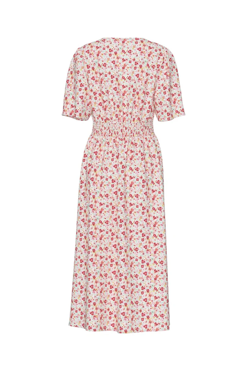Pieces - Pctala Ss Midi Dress - 4764781 Cloud Dancer Multi Flower