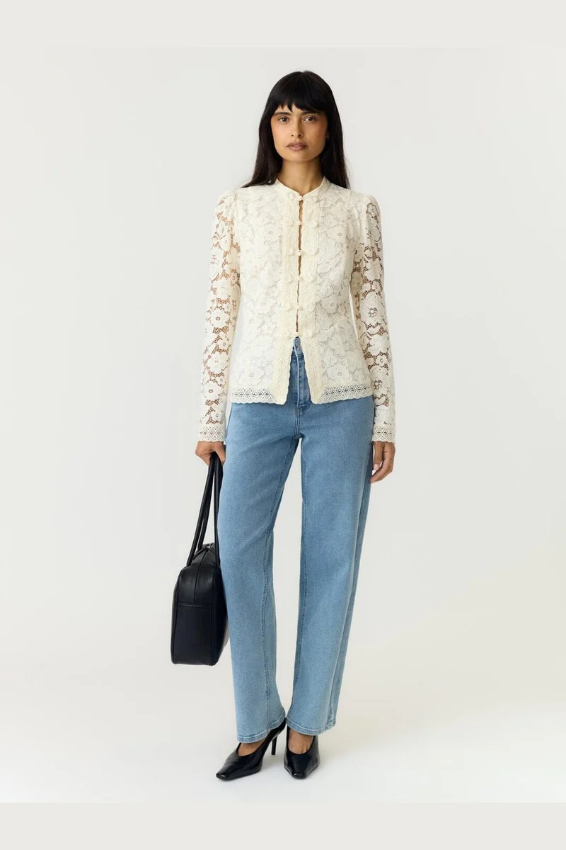 Yas - Yaspolina Ls Lace Shirt Story - 5203010 Pristine
