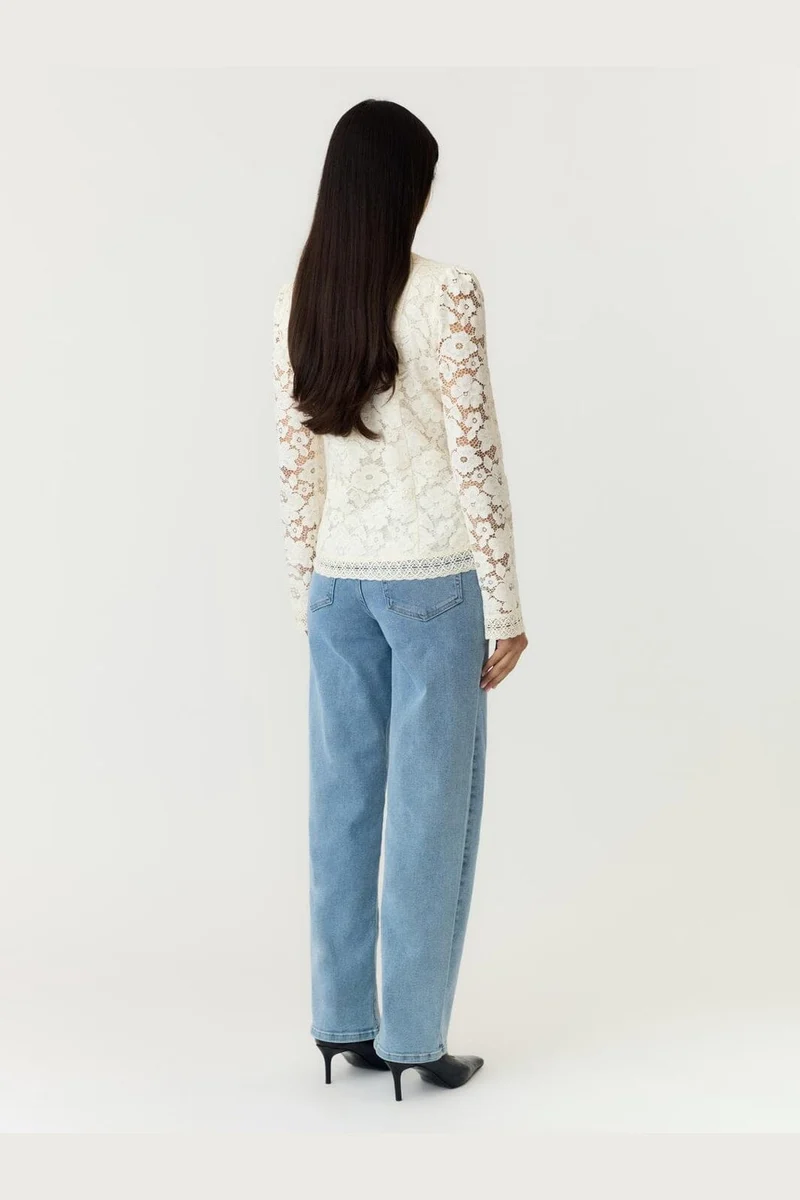 Yas - Yaspolina Ls Lace Shirt Story - 5203010 Pristine